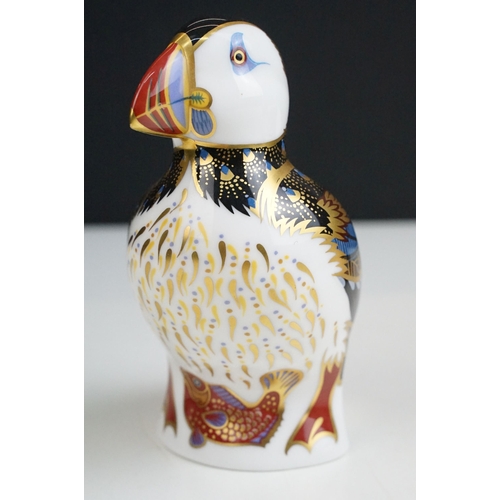 11 - Royal Crown Derby Imari pattern paperweights in the form of crocodile MMIII with gold stopper, puffi... 