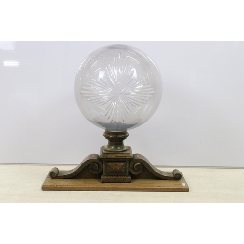 116 - French apothecary's chemist cut glass globe on wooden stand, approx. H 60cm