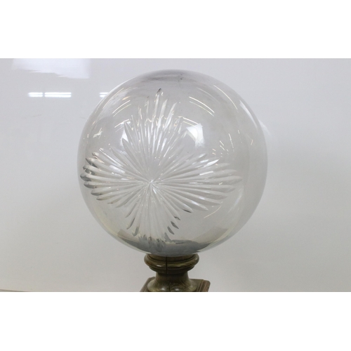 116 - French apothecary's chemist cut glass globe on wooden stand, approx. H 60cm