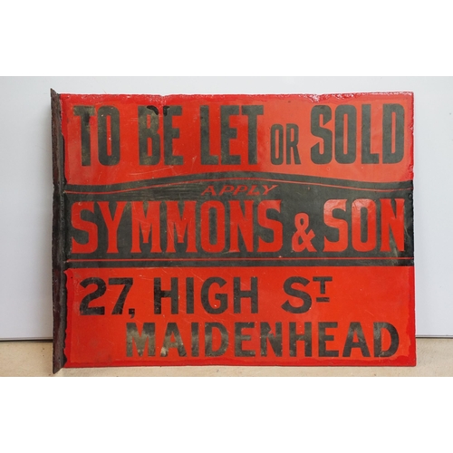 125 - Advertising - estate agent's sign, ' To Be Let or Sold Apply Symmons & Son 27, High St Maidenhead ',... 