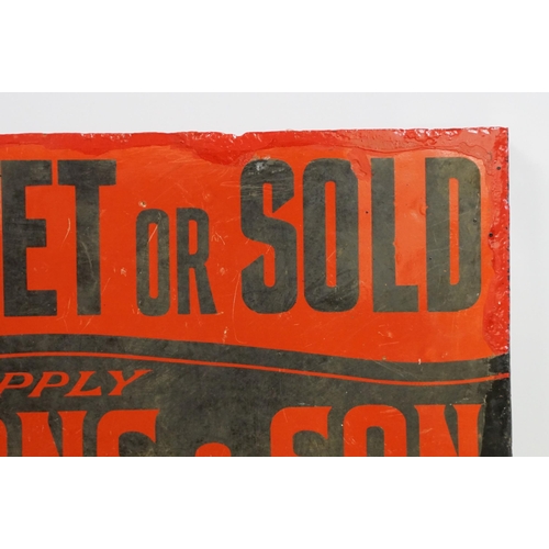 125 - Advertising - estate agent's sign, ' To Be Let or Sold Apply Symmons & Son 27, High St Maidenhead ',... 