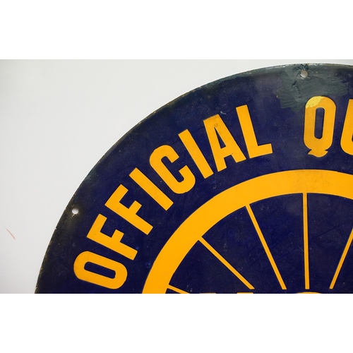 127 - National Cyclists Union-  NCU - Official Quarters circular enamel sign, 45.5cm diameter