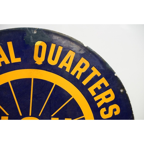 127 - National Cyclists Union-  NCU - Official Quarters circular enamel sign, 45.5cm diameter