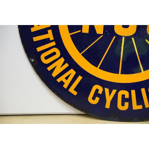 127 - National Cyclists Union-  NCU - Official Quarters circular enamel sign, 45.5cm diameter