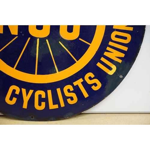 127 - National Cyclists Union-  NCU - Official Quarters circular enamel sign, 45.5cm diameter