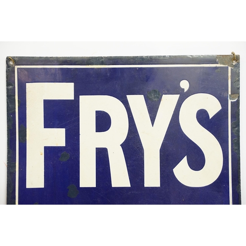 132 - Advertising - Fry's Nut Milk Chocolate Makers to H.M. The King rectangular enamel sign, by Chromo Wo... 