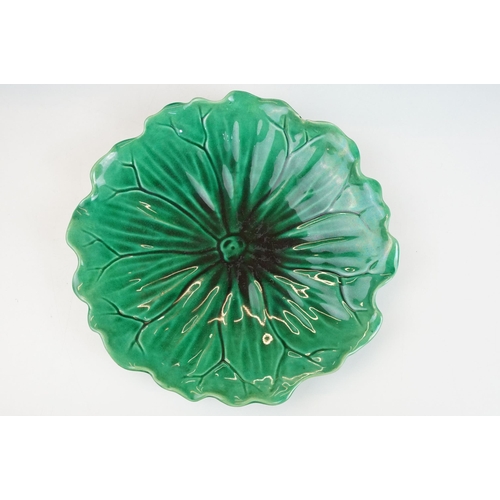 23 - Selection of Mintons leaf form plates two with foliage handles, press marked to base, approx. diamet... 