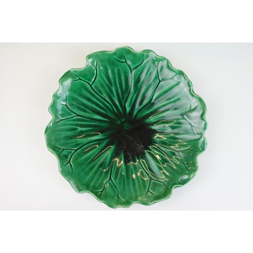 23 - Selection of Mintons leaf form plates two with foliage handles, press marked to base, approx. diamet... 