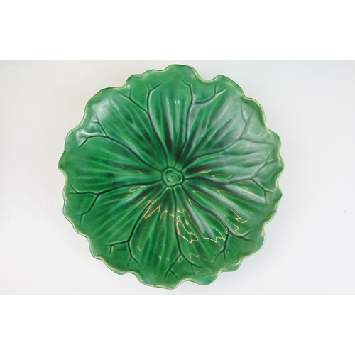 23 - Selection of Mintons leaf form plates two with foliage handles, press marked to base, approx. diamet... 