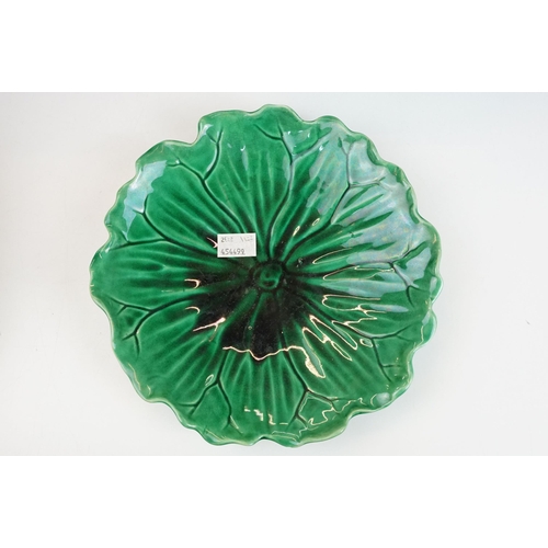 23 - Selection of Mintons leaf form plates two with foliage handles, press marked to base, approx. diamet... 