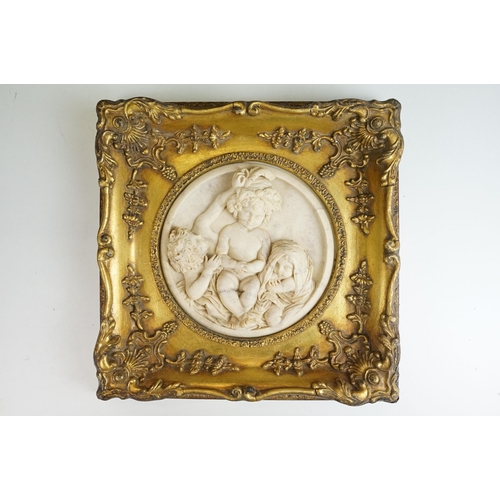 26 - After Edward William Wyon three framed marble reliefs of 'Children playing', 'Galant Scene' and 'Zep... 