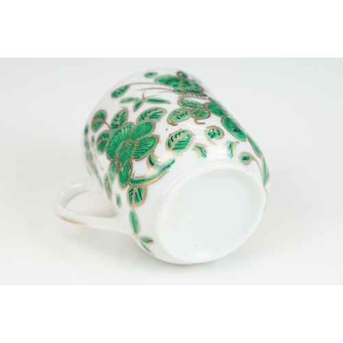 30 - Twelve Chinese green and gold style coffee cups and saucers