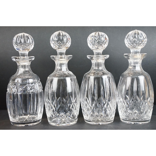 33 - Collection of cut glass decanters to include Villeroy and Boch and Shannon crystal, etched Rock Isla... 