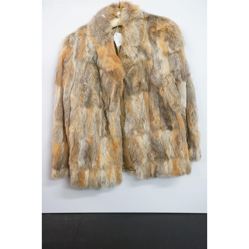 415 - Mink stole with initial embroidery to lining, together with fur jacket in size small, fur shrug jack... 