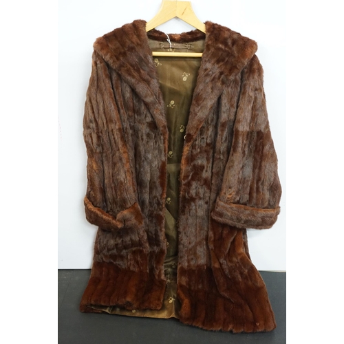 415 - Mink stole with initial embroidery to lining, together with fur jacket in size small, fur shrug jack... 