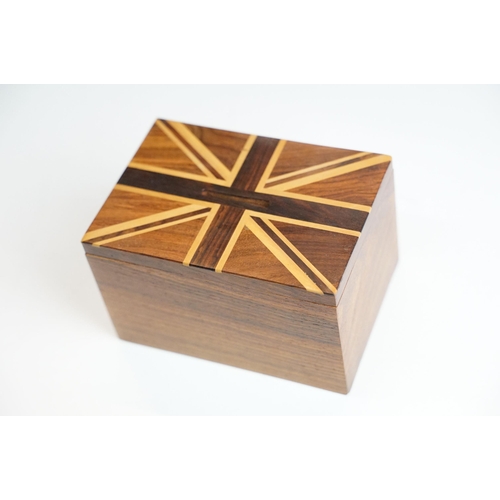 420 - Wooden tray with shell design inlay and brass handles together with a selection of wooden boxes to i... 