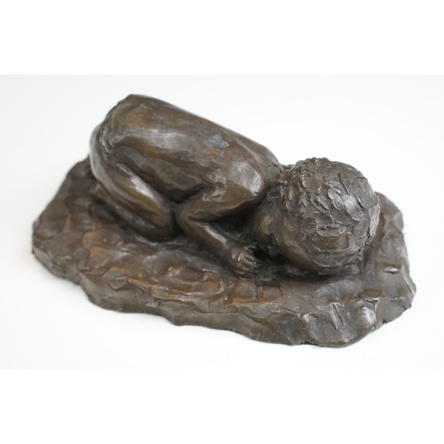 48 - Resin sculpture of sleeping infant by Grace Critchley, Dorman's studio, approx. H 6.5cm, W 17.5cm, D... 