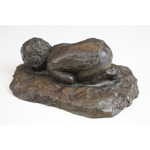 48 - Resin sculpture of sleeping infant by Grace Critchley, Dorman's studio, approx. H 6.5cm, W 17.5cm, D... 