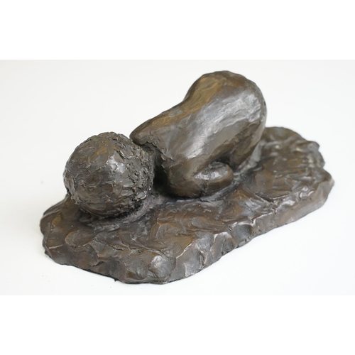 48 - Resin sculpture of sleeping infant by Grace Critchley, Dorman's studio, approx. H 6.5cm, W 17.5cm, D... 