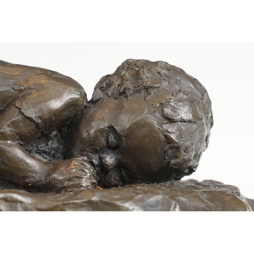 48 - Resin sculpture of sleeping infant by Grace Critchley, Dorman's studio, approx. H 6.5cm, W 17.5cm, D... 