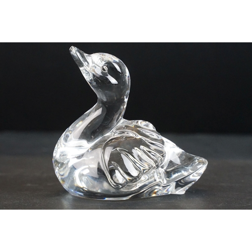 49 - Selection of glass paperweights to include a Waterford duck and horse head, Selkirk glass, Crystal c... 