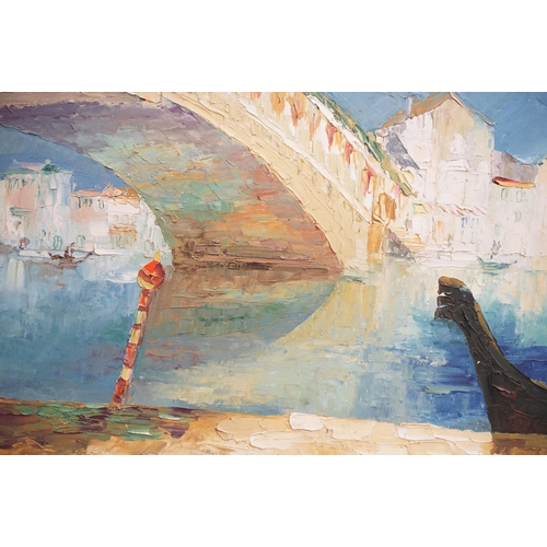 514 - Wheeler, Venice canal scene, impasto oil on canvas, signed lower right and dated '64, 39.5 x 74.5cm