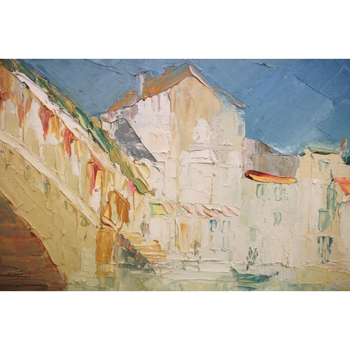 514 - Wheeler, Venice canal scene, impasto oil on canvas, signed lower right and dated '64, 39.5 x 74.5cm