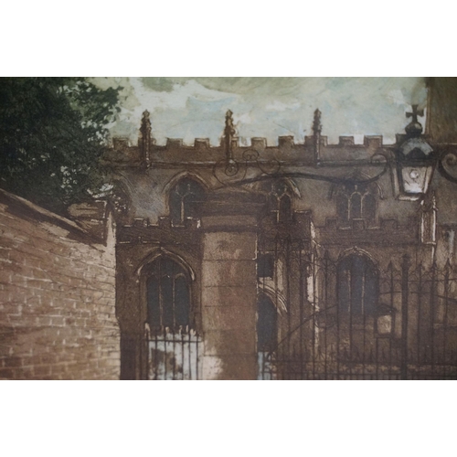 517 - A Smith, The Gate to Gods Acre, limited edition coloured etching, signed in pencil lower right, titl... 