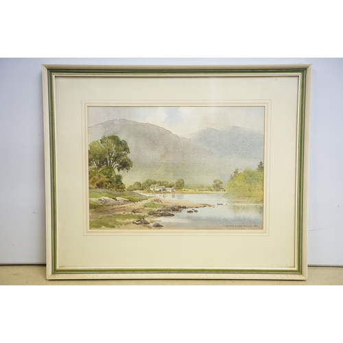 521 - Denis Dellow (20th century), 'Derwent Water, Cumbria', watercolour, together with three other scenic... 