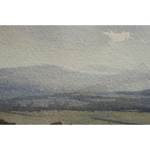 521 - Denis Dellow (20th century), 'Derwent Water, Cumbria', watercolour, together with three other scenic... 