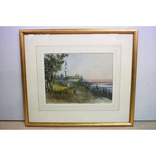 521 - Denis Dellow (20th century), 'Derwent Water, Cumbria', watercolour, together with three other scenic... 