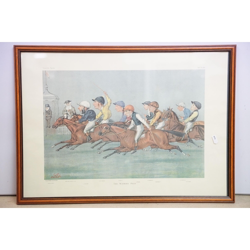 523 - After Liberio Prosperi, ' Lib ' (Italian 1854 - 1928), The Winning Post, colour print, 42 x 60cm tog... 