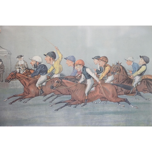 523 - After Liberio Prosperi, ' Lib ' (Italian 1854 - 1928), The Winning Post, colour print, 42 x 60cm tog... 