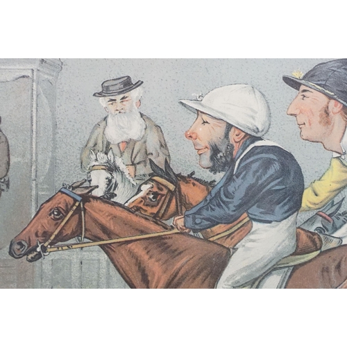 523 - After Liberio Prosperi, ' Lib ' (Italian 1854 - 1928), The Winning Post, colour print, 42 x 60cm tog... 