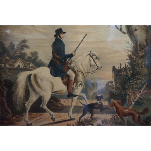 525 - After J W Giles, The Gamekeeper's Return, coloured print, 35 x 40cm,  framed and glazed