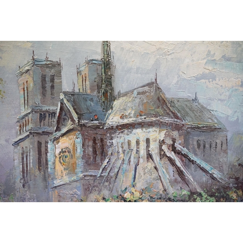 527 - Burney, Parisian street scene, oil on canvas, signed lower left, 59.5 x 49cm, framed