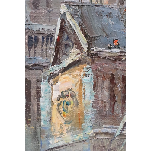 527 - Burney, Parisian street scene, oil on canvas, signed lower left, 59.5 x 49cm, framed