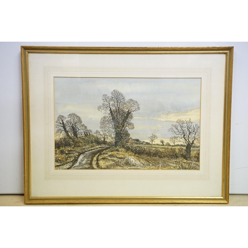 529 - Group of four framed watercolour farm and country landscapes, to includes artists, Edward Stamp, Phi... 