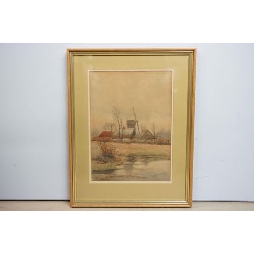 529 - Group of four framed watercolour farm and country landscapes, to includes artists, Edward Stamp, Phi... 