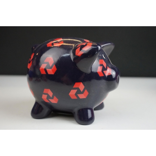 57 - Natwest Wade piggy bank collection of six characters with stoppers an all over print example