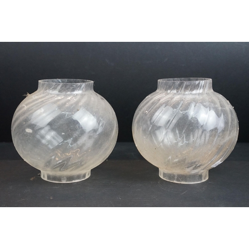 63 - Dartington crystal pair of two part candle holder candle lamp lanterns, H 22cm