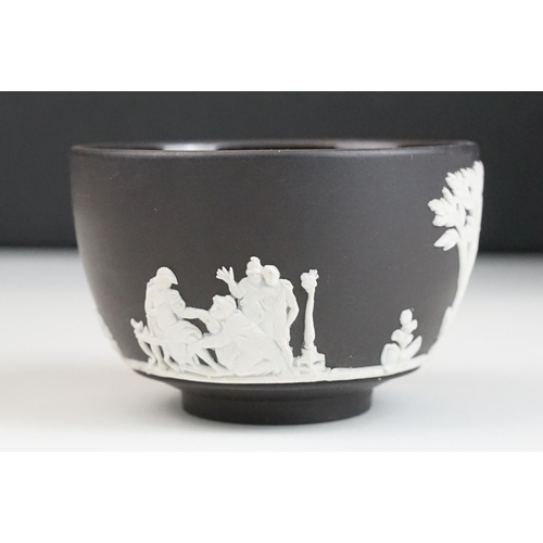 64 - Selection of black Wedgwood pieces to include a basalt vase with classical decoration, H 17.5cm,  Ja... 