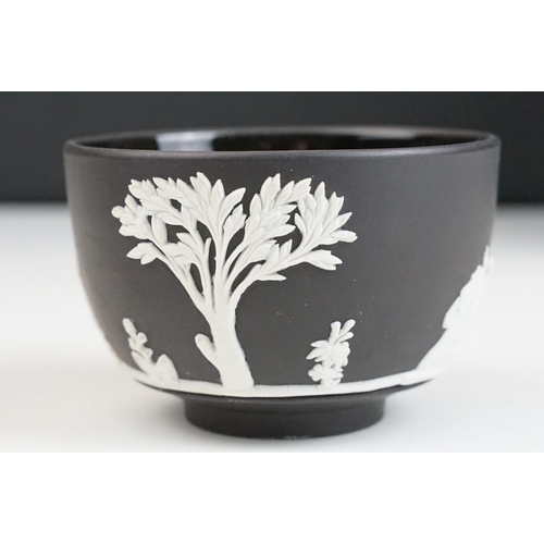 64 - Selection of black Wedgwood pieces to include a basalt vase with classical decoration, H 17.5cm,  Ja... 