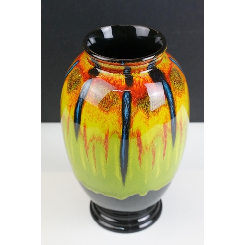 7 - Poole Pottery Safari living glaze oviform vase with black interior, H 23cm