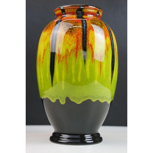 7 - Poole Pottery Safari living glaze oviform vase with black interior, H 23cm