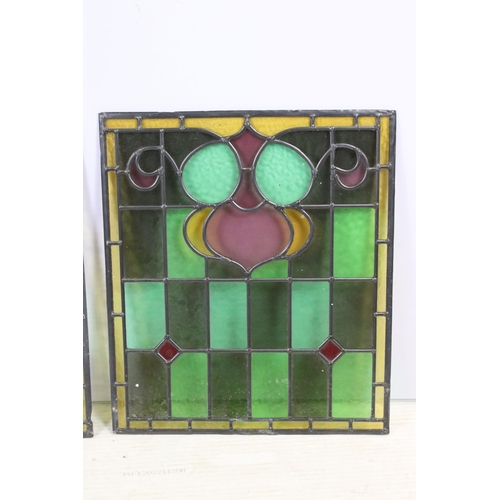 70 - Pair of stained glass window panel panes, approx. W 54.5cm, H 62cm