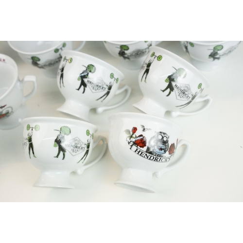 79 - Assortment of promotional advertising Hendricks Gin tea cups with quotes and illustrations, 35 total