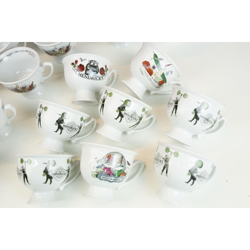 79 - Assortment of promotional advertising Hendricks Gin tea cups with quotes and illustrations, 35 total