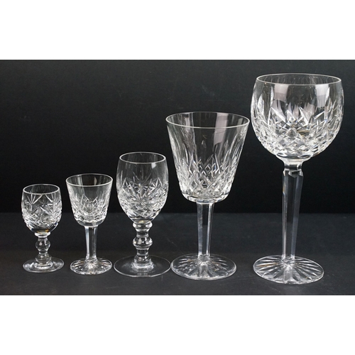 81 - Waterford crystal eight Lismore hock wine glasses together with five wine glasses and a selection of... 