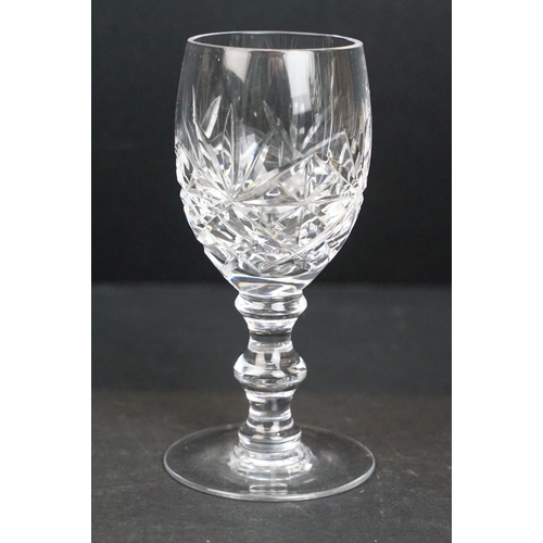 81 - Waterford crystal eight Lismore hock wine glasses together with five wine glasses and a selection of... 